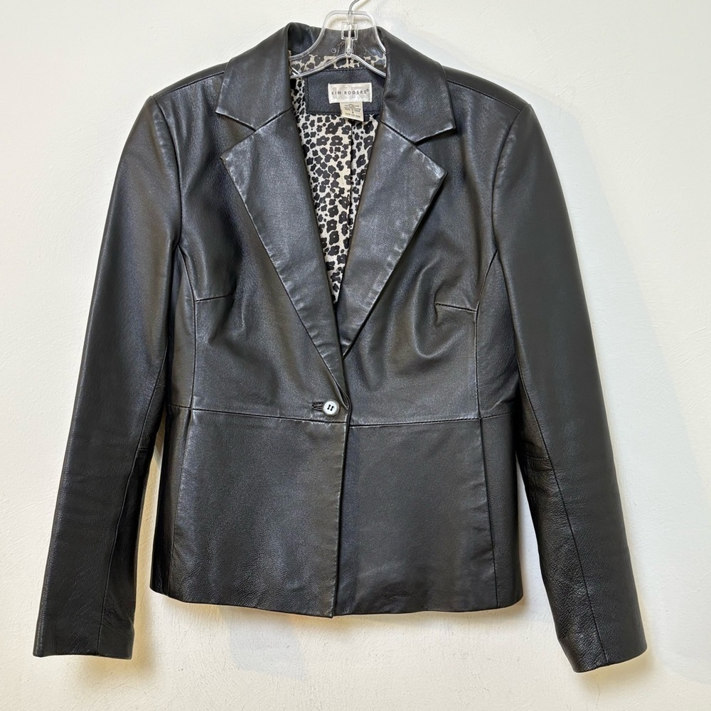 Vintage 90s Y2K Leather Jacket goth Whimsigoth minimalist grunge emo punk S - Picture 2 of 16